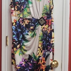 Jaclyn Smith Asymmetrical Floral Dress - Multicolor